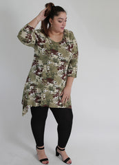 Camouflage Style Flower Print Top
