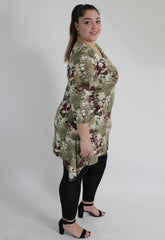 Camouflage Style Flower Print Top
