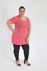 Coral Pink Top With Jewel Embelishment