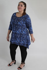 Star Printed Handkerchief Hem Top
