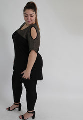 Black Top With Cold Shoulder Cut Out