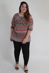 Multi Colour Block Tribal Print Jersey Top,Plus size clothing,womens plus size clothing,big size ladies dress,plus size