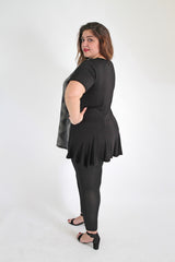 Black & Multi Optical Illusion Print Top With Frill Hem