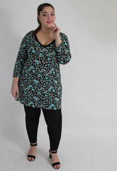 Black & Multi Floral Print Top With Back Tie