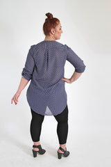 Blue & White Dotted Shirt With Rolled Up Sleeves
