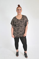 Nude & Black Flower Lace Top