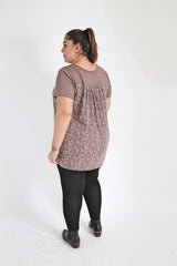 Brown & White Swirl Print Top