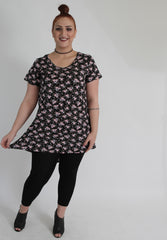 Black & Pink Floral Top