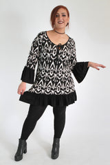 Black &  White Tribal Print Top