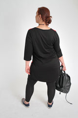 Red & Black Floral Print Colour Block Top