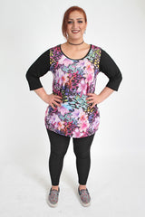 Multi Coloured Floral Print Deep Hem Top