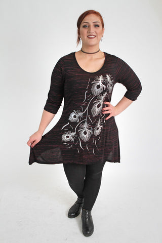 Black & Pink With the Floral Silver Print Top,Plus size clothing,womens plus size clothing,big size ladies dress,plus size
