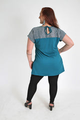 Blue Top With Metallic Teal Detail