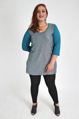 Blue Metallic Front Teal Top,Plus size clothing,womens plus size clothing,big size ladies dress,plus size