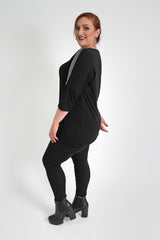 Black Jersey Top With Gem Embellished Shoulders