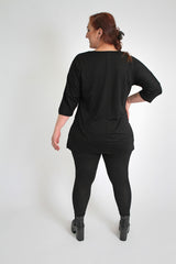 Black Jersey Top With Gem Embellished Shoulders