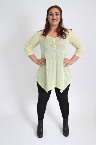 Yellow Neon Aztec Top,Plus size clothing,womens plus size clothing,big size ladies dress,plus size