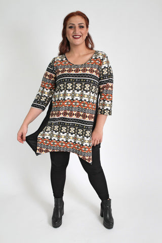 Multi Colour Block Tribal Print Top,Plus size clothing,womens plus size clothing,big size ladies dress,plus size