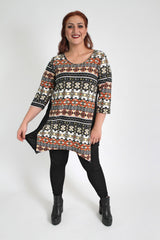 Multi Colour Block Tribal Print Top,Plus size clothing,womens plus size clothing,big size ladies dress,plus size