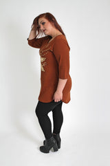 Golden Pattern Brown Top