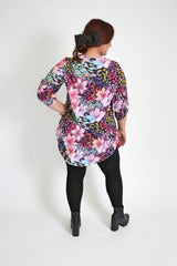 Multi Colour Floral Print Top With Zip Detail