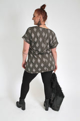Dark Grey With Silver Diamond Print Top