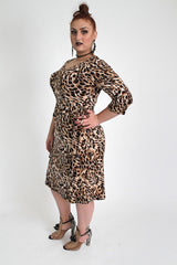 Black & Brown Animal Print Dress With Tie Waist