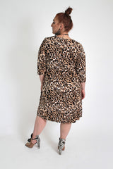 Black & Brown Animal Print Dress With Tie Waist