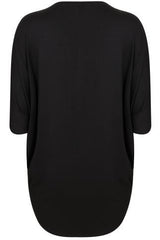 Black Jersey Cocoon Cardigan With Grown On Sleeves