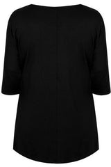 Black Jersey Top With Gem Embellished Shoulders