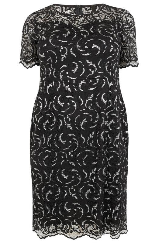 Black & Silver Lace Dress,Plus size clothing,womens plus size clothing,big size ladies dress,plus size