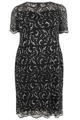 Black & Silver Lace Dress,Plus size clothing,womens plus size clothing,big size ladies dress,plus size