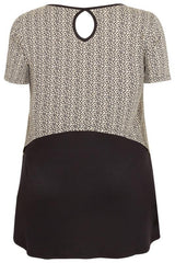Black & Beige Top With Button Details