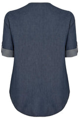 Indigo Denim Shirt With Zip