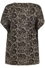 Nude & Black Flower Lace Top