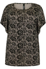 Nude & Black Flower Lace Top,Plus size clothing,womens plus size clothing,big size ladies dress,plus size