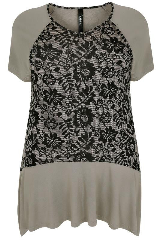 Nude & Black Floral Lace Top With Hanky Hem,Plus size clothing,womens plus size clothing,big size ladies dress,plus size