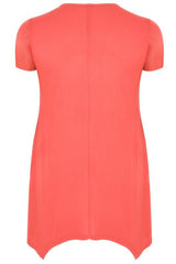 Coral & White Floral Diamond Print Top