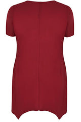 Red & Black Feather Print Top