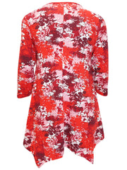 Red & Black Floral Print Colour Block Top