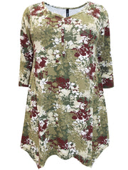 Camouflage Style Flower Print Top,Plus size clothing,womens plus size clothing,big size ladies dress,plus size