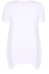 White & Black Feather Print Top