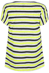 White, Black & Yellow Stripe Top