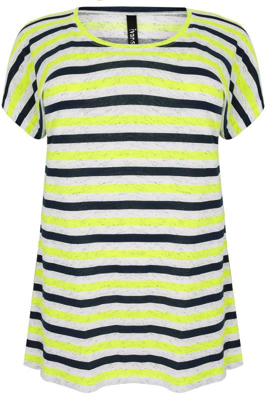 White, Black & Yellow Stripe Top,Plus size clothing,womens plus size clothing,big size ladies dress,plus size