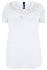 White Top With Jewel Embellishment,Plus size clothing,womens plus size clothing,big size ladies dress,plus size