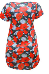 Red & floral Print top