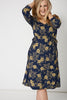 Navy And Yellow Dress With Drawstring Waist,Plus size clothing,womens plus size clothing,big size ladies dress,plus size