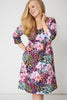 Multicoloured Flower Print Drawstring Waist Dress,Plus size clothing,womens plus size clothing,big size ladies dress,plus size