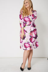 Flower Print Drawstring Waist Dress,Plus size clothing,womens plus size clothing,big size ladies dress,plus size