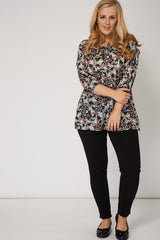 Tie Neck Top In Floral Design,Plus size clothing,womens plus size clothing,big size ladies dress,plus size